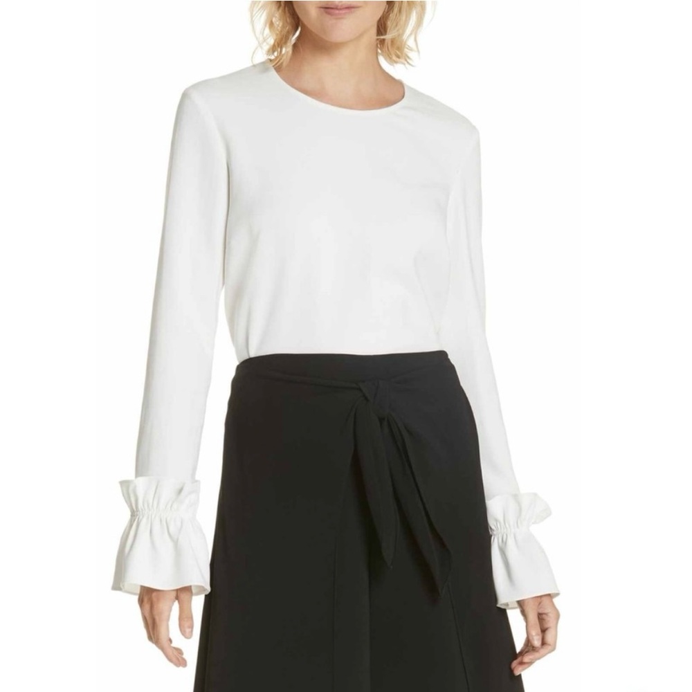A.L.C Long Sleeve Ruffle Cuff Top White Blouse